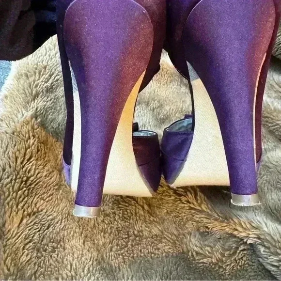 Michaelangelo Maribelle Women Size 9M Purple Satin Peep Toe 4" Heel Shoes SH05 - Picture 7 of 11